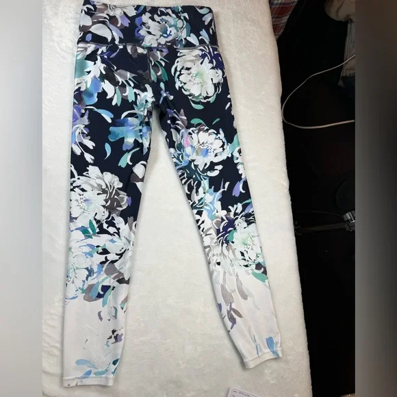 Athleta Black Leggings with Blue and Green Accents - Picture 4 of 5